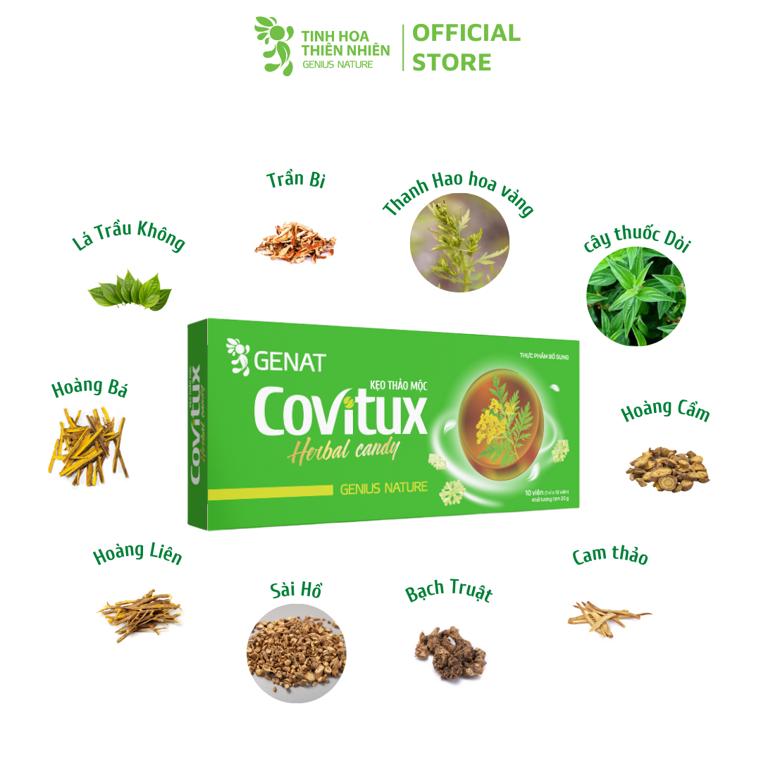 [Quà tặng] Kẹo thảo mộc Covitux (hộp 10 viên) - Genat - 2H