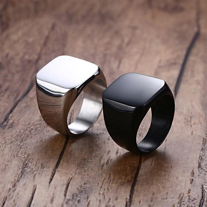Nhẫn nam titan thép không gỉ inox cao cấp thời trang mặt trơn vuông to trangsucpt màu