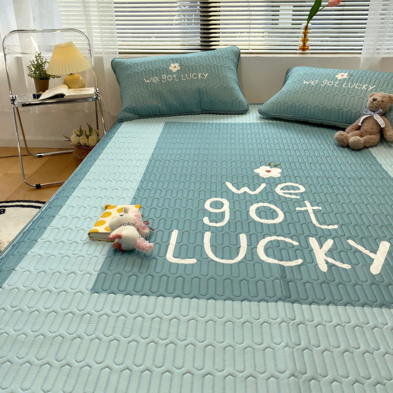 Chiếu Điều Hòa Cao Su Non Latex 5D Cao Cấp Lucky Xanh