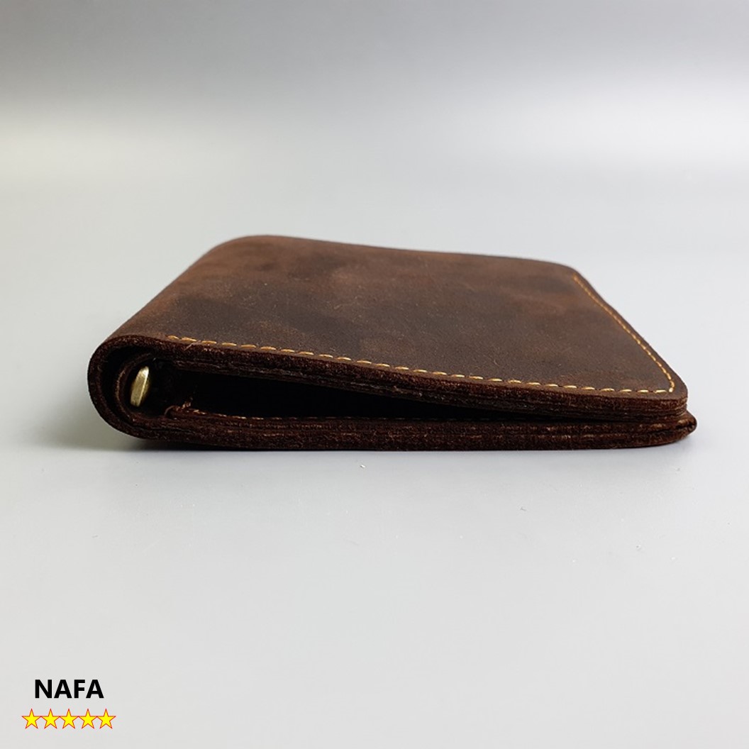 Ví da nam, ví ngang da bò sáp NAFA WS112 tiện lợi nhỏ gọn, sang trọng  – Màu Nâu sáp