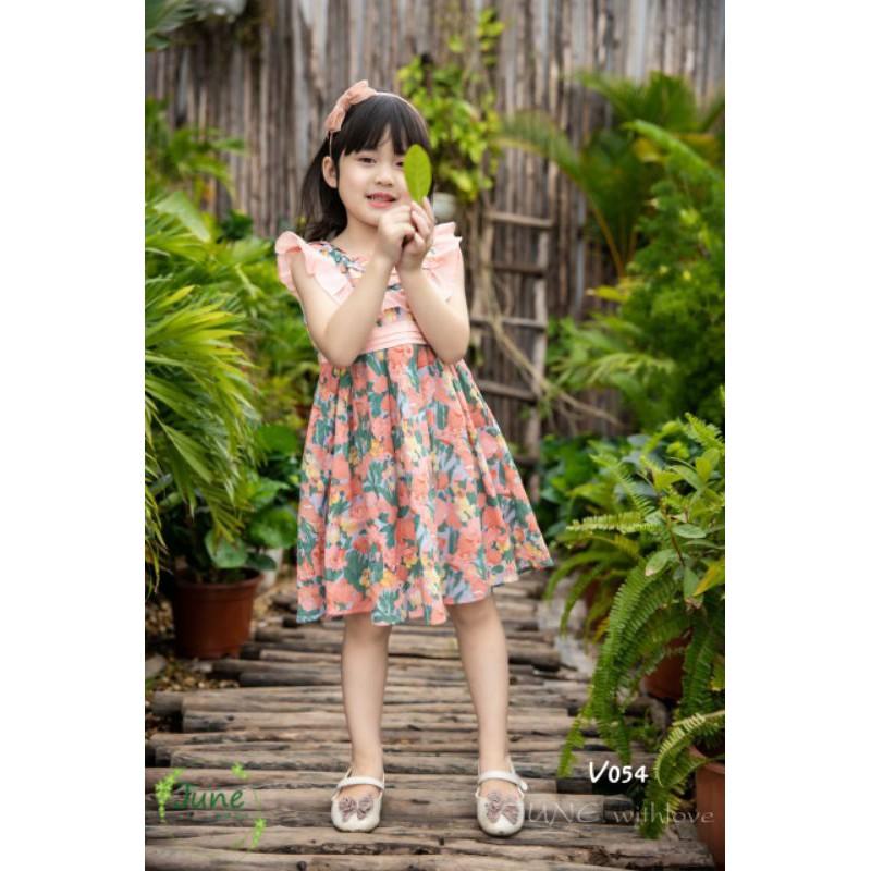 Váy xếp ly màu hồng cam sz 1-10y