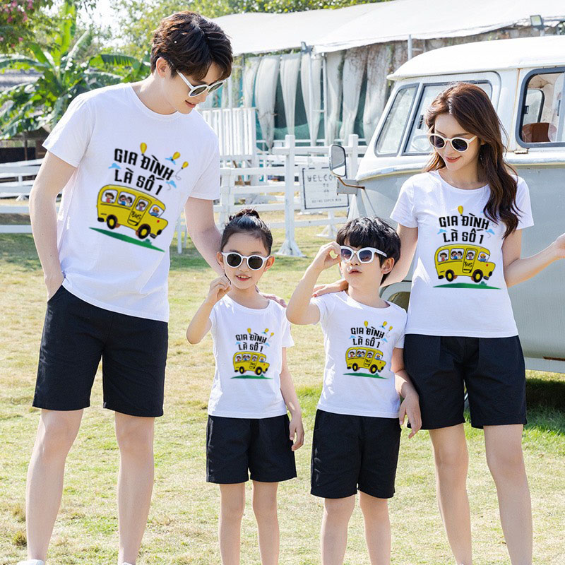 Áo thun gia đình là số 1 set đồ đồng phục gia đình hội nhóm độc đáo thun cotton dày dặn màu trắng GD338T | SG