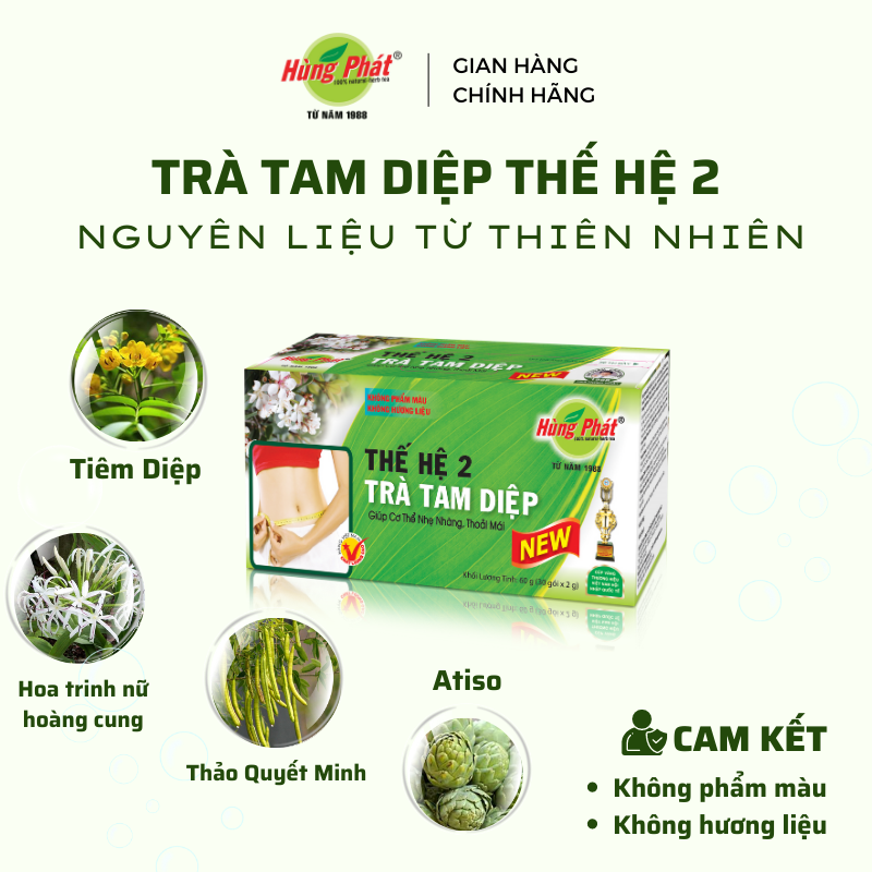 Trà Tam Diệp Thế Hệ 2 - Giảm Cân Hiệu Quả, An Toàn - Thương Hiệu Hùng Phát