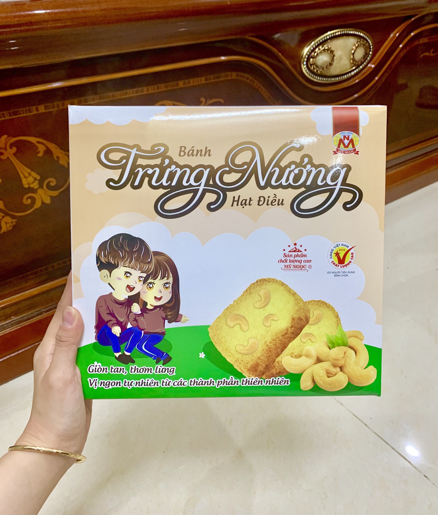 240g Bánh trứng nướng NGUYÊN HẠT ĐIỀU giòn tan MỸ NGỌC