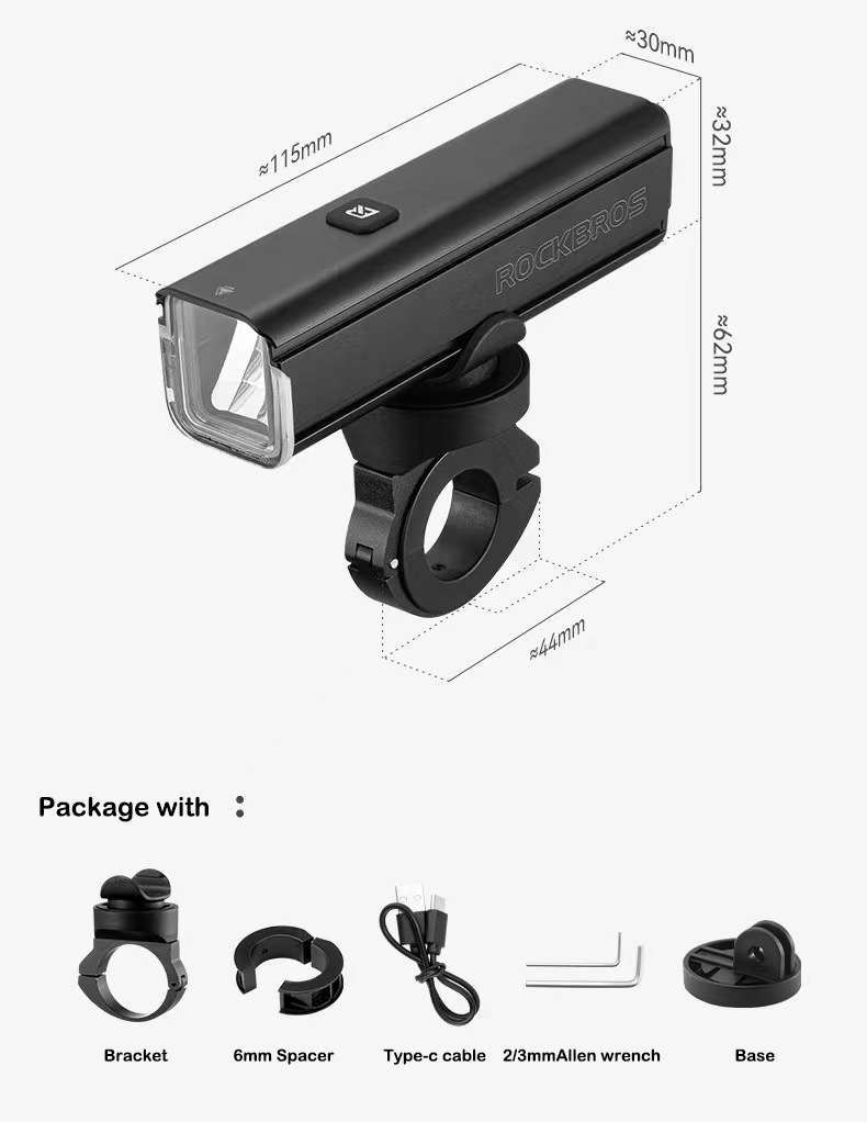 ROCKBROS Đèn xe đạp LED Mặt trước 1000LM chống nước Đèn xe đạp Type-C 4500mAh