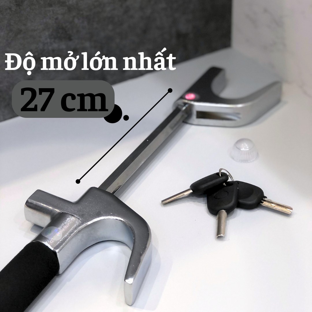 Khoá Vô Lăng Ôtô - Khoá tay lái xe hơi, đầu búa thoát hiểm + TẶNG KÈM MIẾNG MÚT DÁN CHỐNG TRẦY