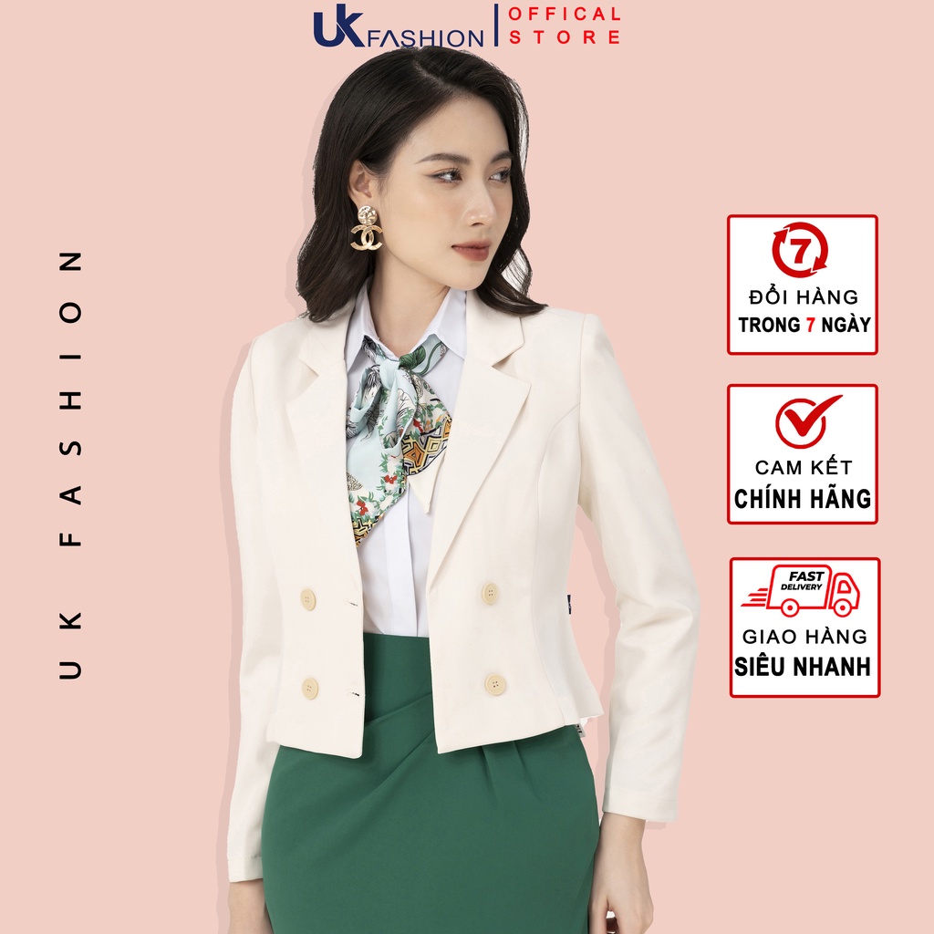 áo vest nữ công sở 4 cúc croptop 1 lớp thời trang cao cấp Uk Fashion UKAK2210002