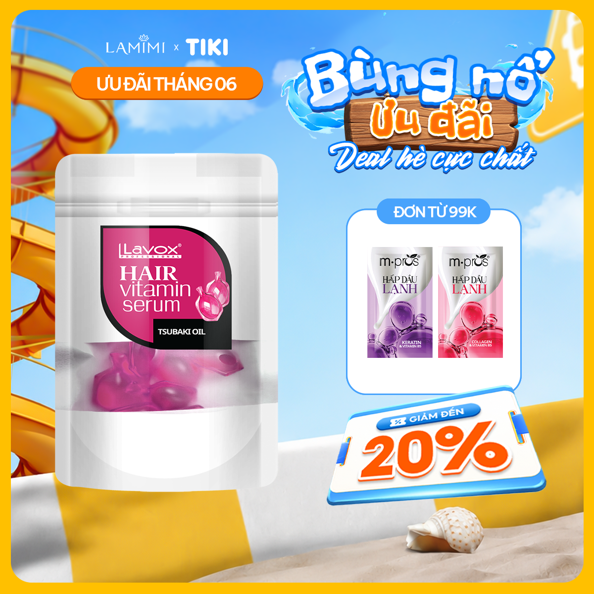 Viên Serum Dưỡng Tóc Lavox Tinh Dầu Tsubaki & Hoa Hướng Dương, Dưỡng Tóc Mềm Mượt Lamimi Chính Hãng