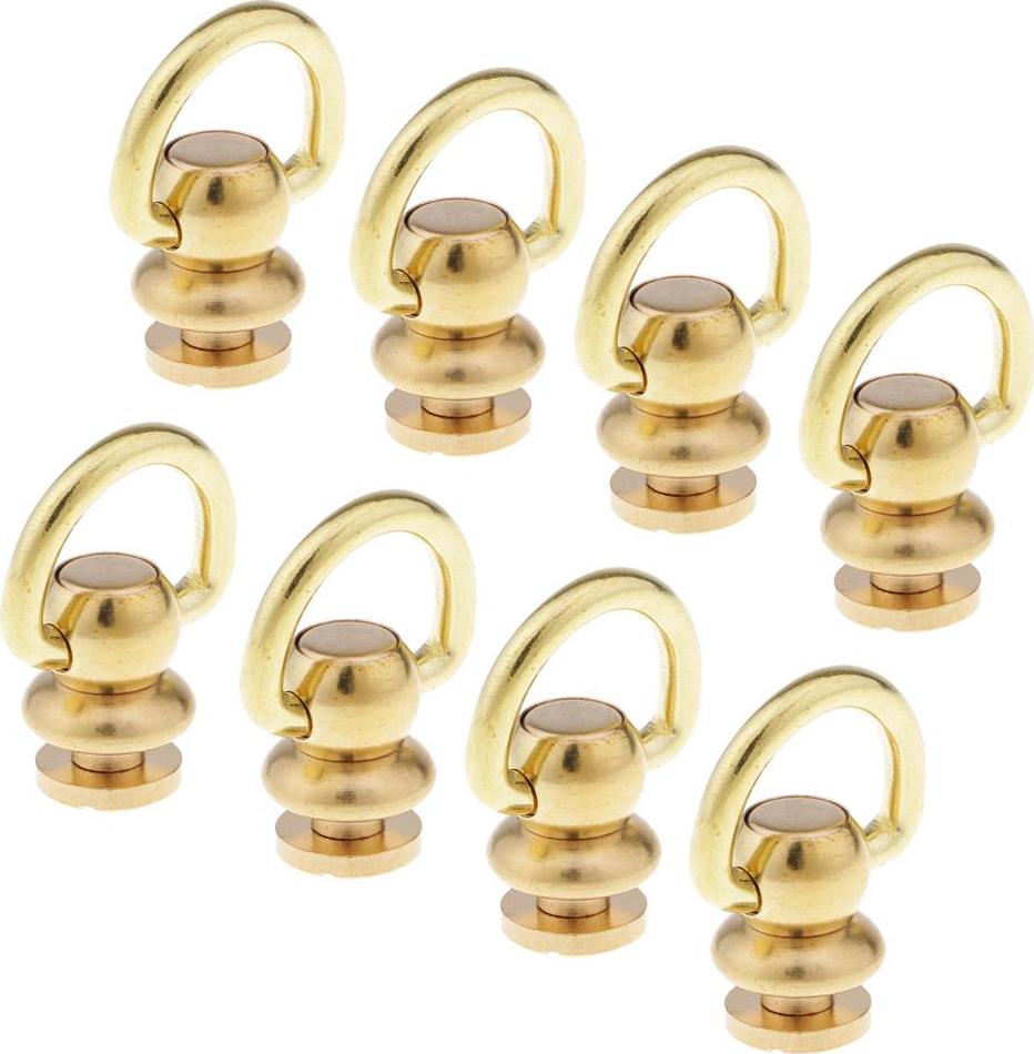 8 Bộ Đồng Móng Tay Bằng Kim Loại Đính Đinh Tán Vít Xoay 360 Độ Bóng Bài Đầu Nút Với D Vòng dễ Dàng Lắp Đặt Và