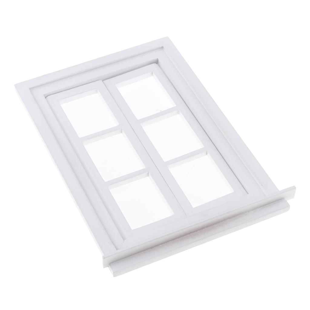Miniature White Wooden Door Window Furniture DIY Decor for 1/12 Dolls House
