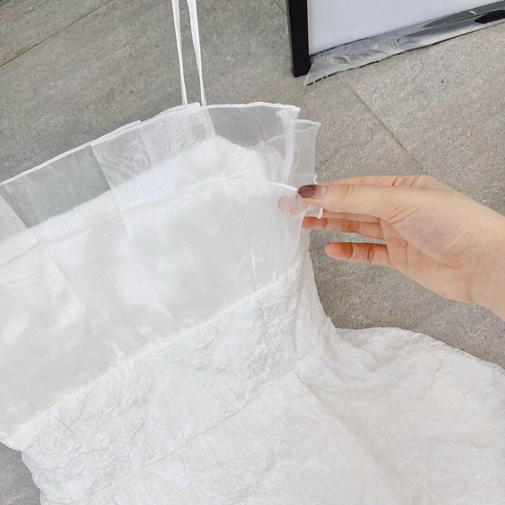 Đầm xòe hai dây bèo ngực bánh bèo siêu xinh