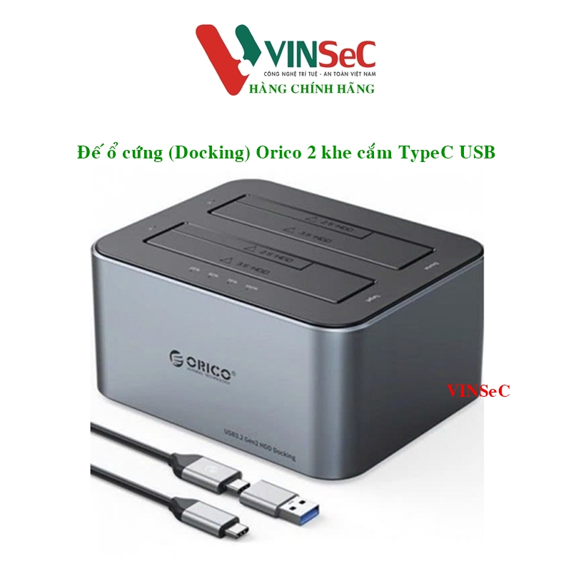 Khay đế ổ cứng ( Docking ) Orico 6626C3 - 2 khe cắm TypeC USB - Hàng Chính Hãng