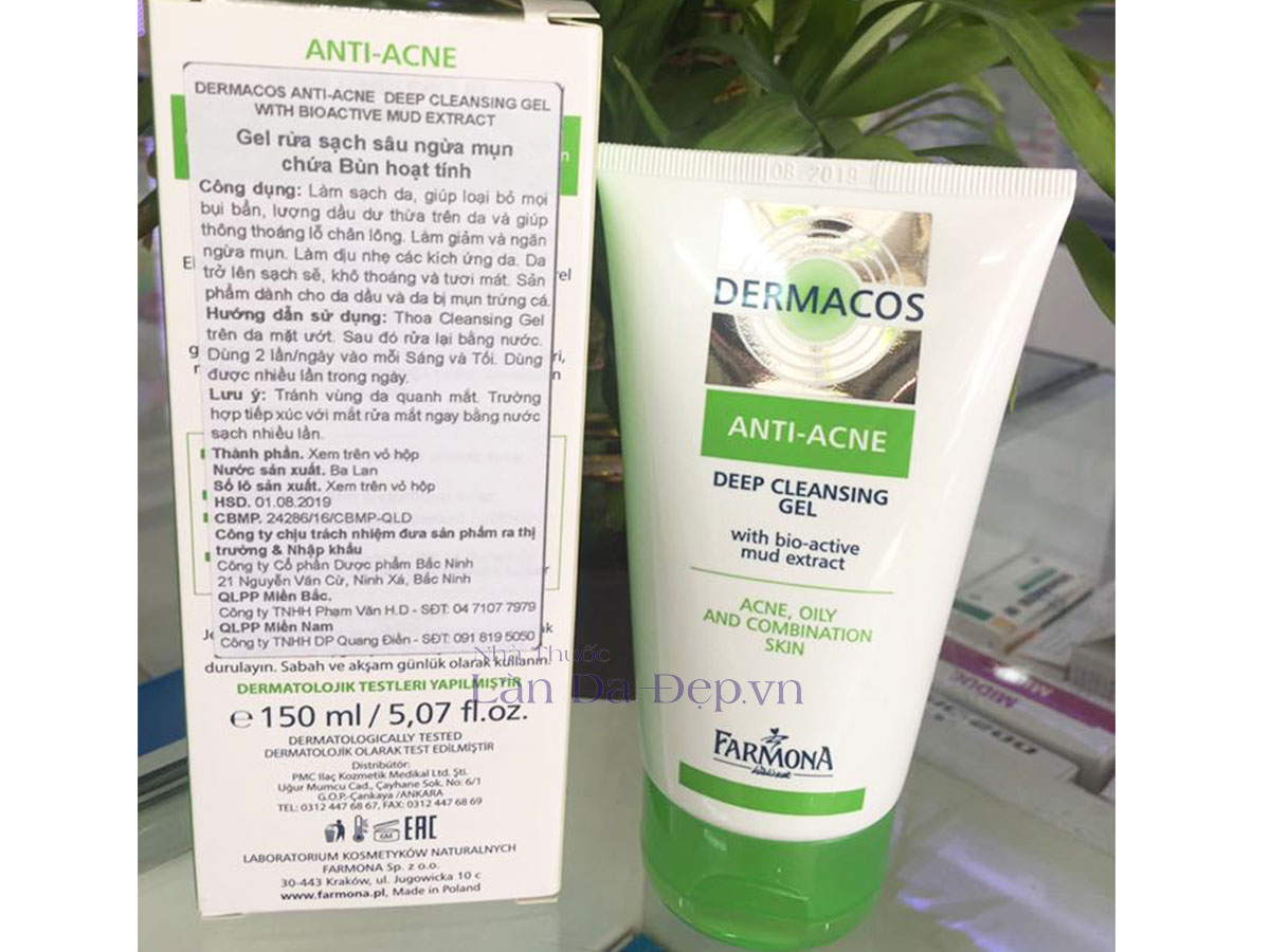 Sữa rửa mặt Farmona Dermacos Anti - Acne Cleanser cho da dầu mụn 150ml