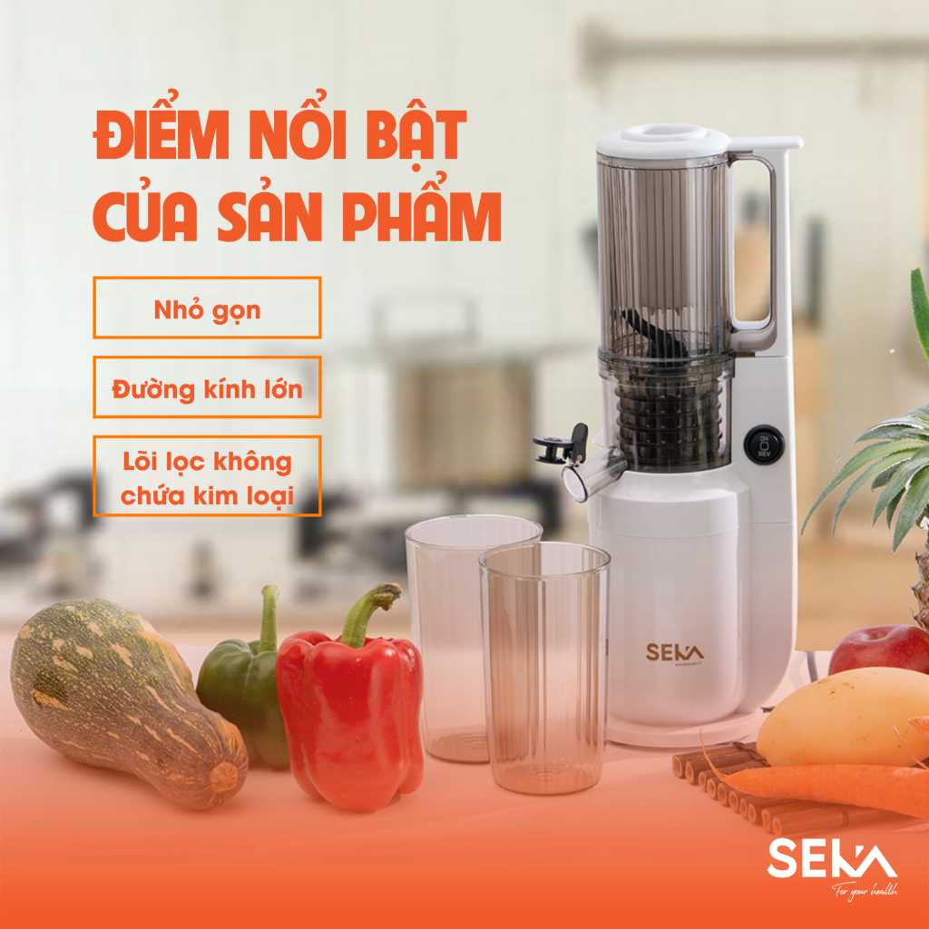 Máy Ép Chậm SEKA SK535S - Máy ép trái cây, hoa quả công nghệ Nhật Bản ép kiệt bã, giữ nguyên dưỡng chất - Hàng chính hãng (màu ngẫu nhiên)