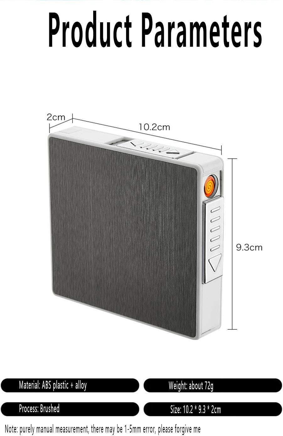 Hộp đựng có bật lửa, hộp , 20 điếu thông thường Hộp đựng cỡ lớn có thể sạc lại Chống gió, Giá đỡ bằng nhôm, Hộp đựng điện tử 2 trong 1