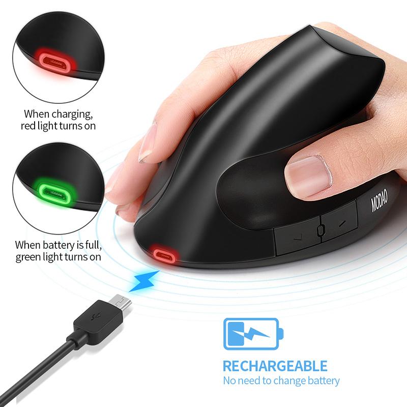 SeenDa Công Thái Học Đứng Chuột Không Dây Sạc/Pin Tay Phải Chuột Cho Máy Tính, Laptop 6 Nút Thiết Chuột