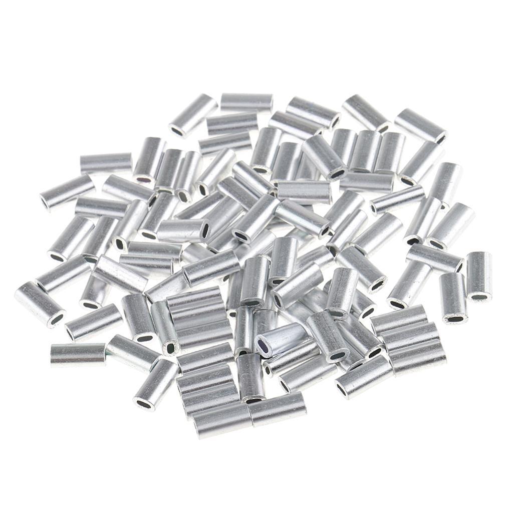 Pack of 200 Pieces Fishing Wire Single Barrel Crimp Sleeves, Fishing Line Leader Rigging Tackle Wire Rope Clips Tube Connector