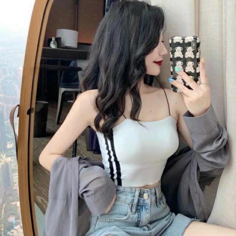 Áo Bra Đúc Su Hai Dây Phối Đen Trắng Siêu Xinh