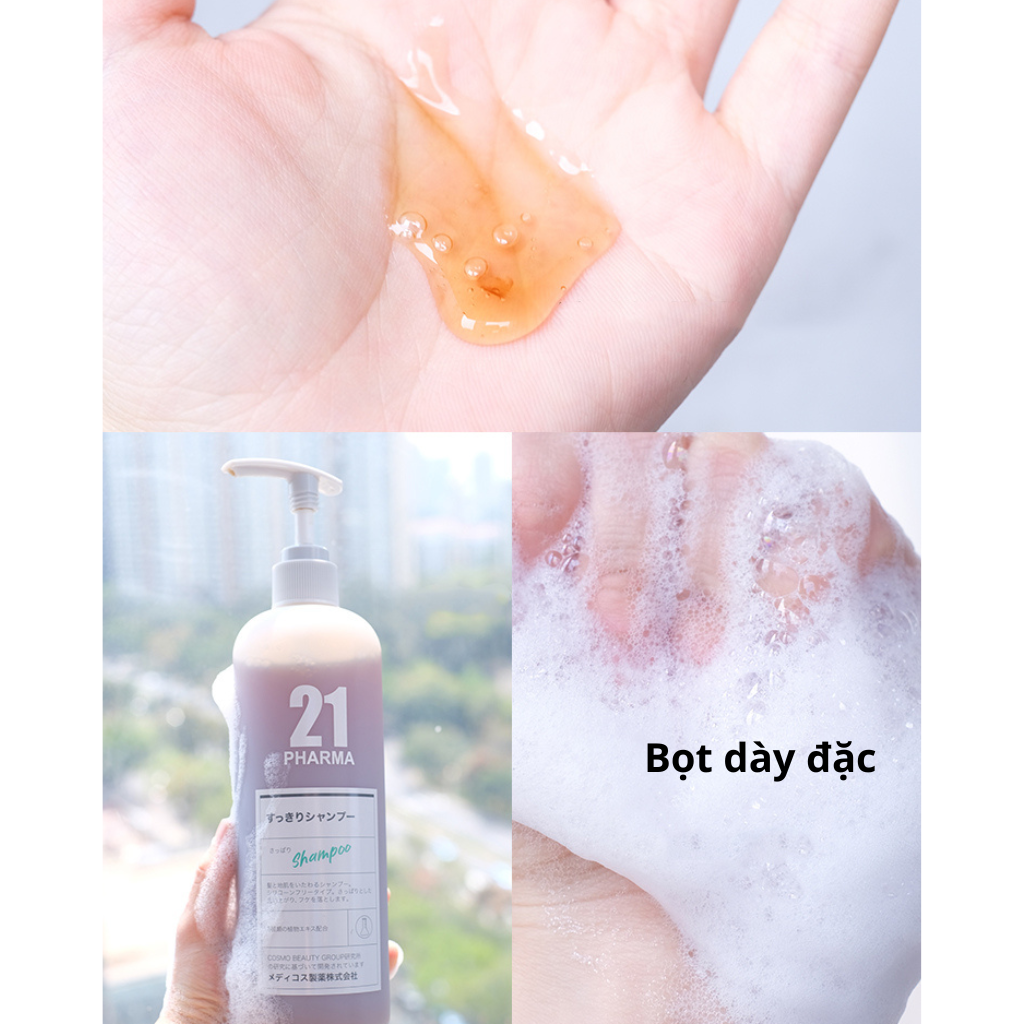 Dầu gội sạch gàu Pharma 21 Nhật Bản Dầu gội đầu chống gàu, sạch gàu &amp; hết ngứa da đầu - Chai 600ml