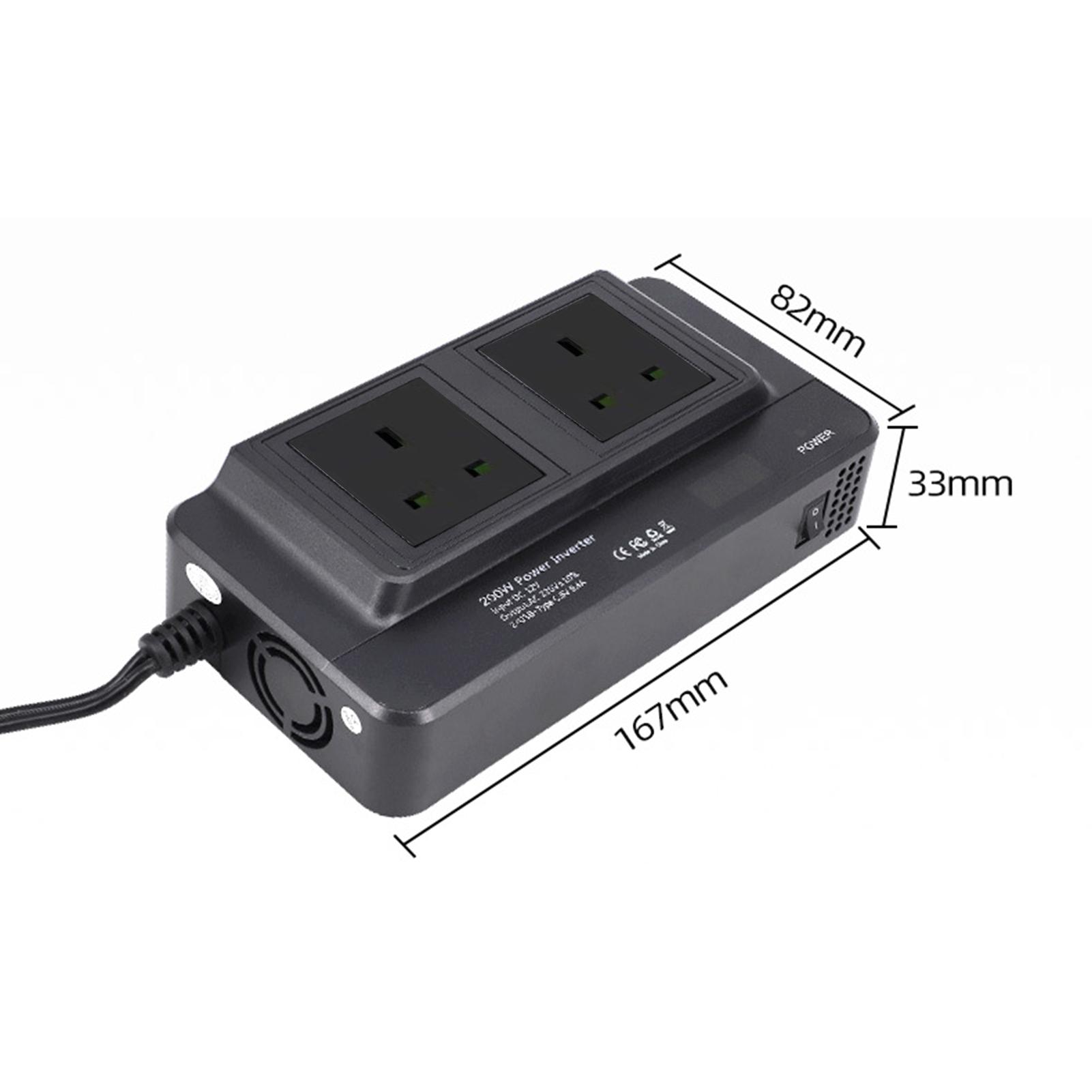 200W Power Inverter DC 12V to 220V AC Car Power Inverter 4 USB Ports Charger Adapter Car Plug Converter with Switch Current LCD Screen