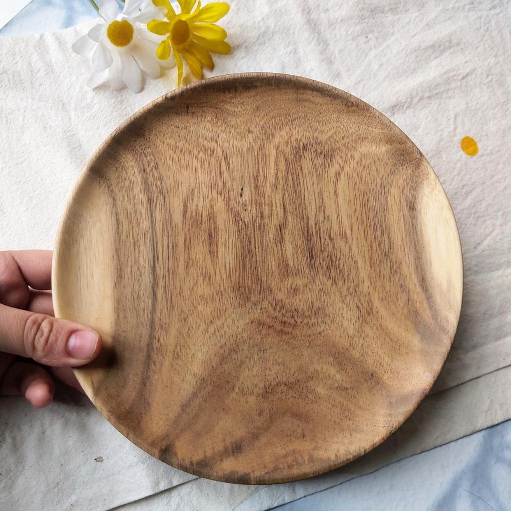 Khay Gỗ, Đĩa Gỗ Keo Tròn Tự Nhiên 20cm, Khay Đĩa Đựng Đồ Ăn, Trang Trí Chụp Ảnh Cao Cấp