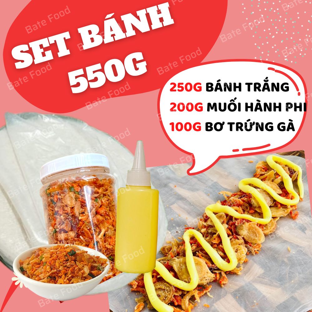 Set Bánh Tráng Phơi Sương, Đặc Sản Tây Ninh 550g Ăn Kèm Muối Tép Hành Phi, Bơ