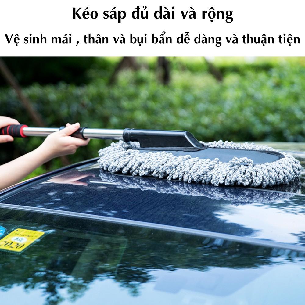 Chổi rửa xe ô tô , chổi dẹt nano lau chùi xe ô tô sợi mềm điều chỉnh độ dài C01