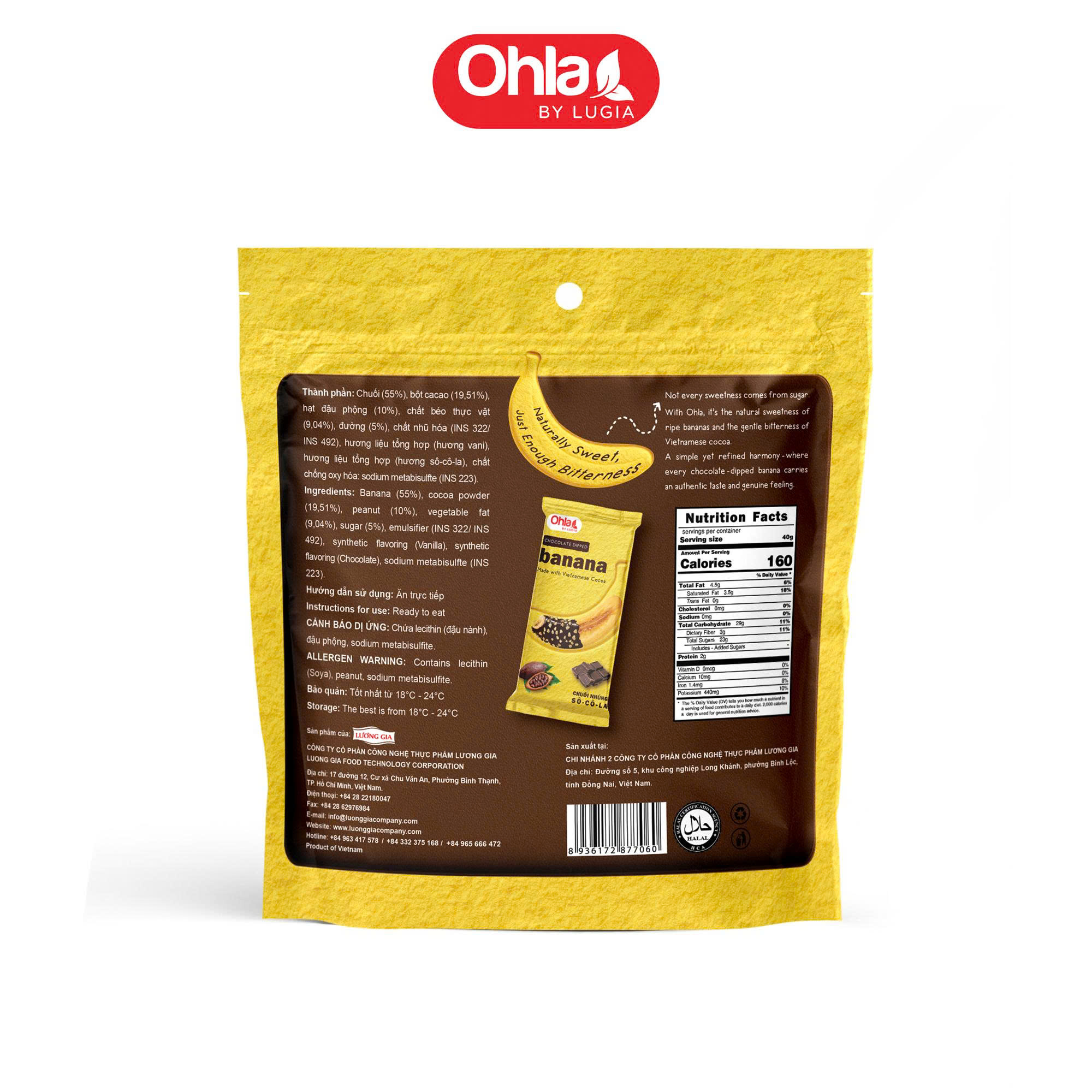 Chuối nhúng sô-cô-la Ohla 100g -  Đặc sản cao cấp, hương vị mới lạ