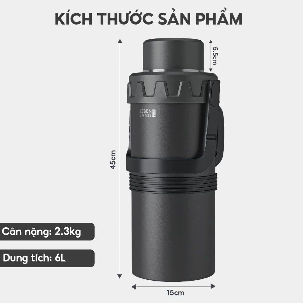 Phích giữ nhiệt Inox 316 Lê Bên Làng LBL3025 dung tích 6L kèm lõi lọc trà - Hảng chuẩn Đức