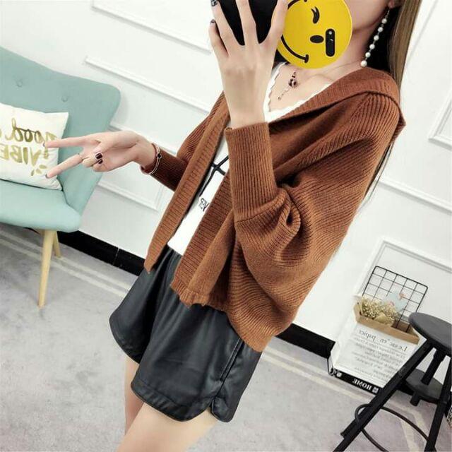 Áo khoác cardigan mũ cánh rơi hàng Quảng Châu cao cấp mặt lông nhẹ đanh mịn nhé
