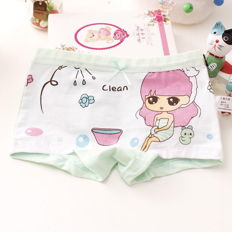 Quần chip bé gái combo 4 quan lót trẻ em vải cotton in hình hoạt hình dễ thương cho bé (13-33)kg