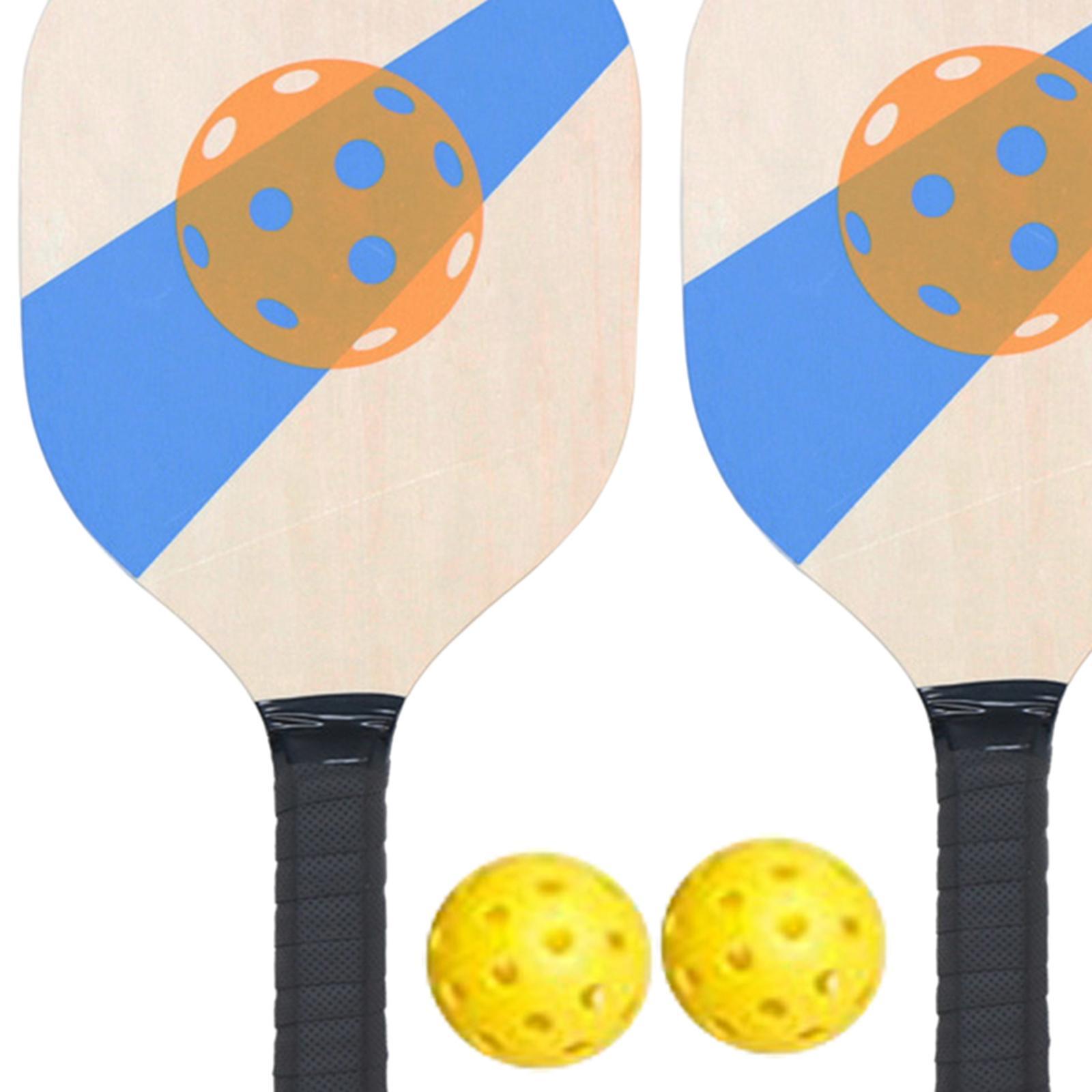 Pickleball Wood Paddle Set Beginner Racket Durable 2 Paddles 2 Pickle Balls