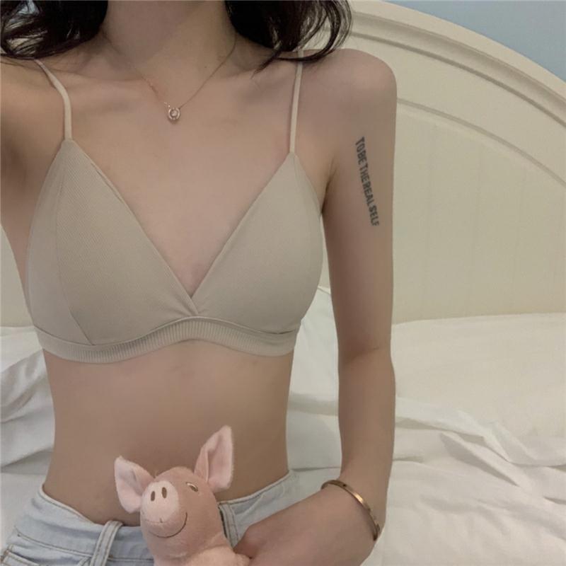 Áo bra thun gân kèm mút ngực màu trơn 109