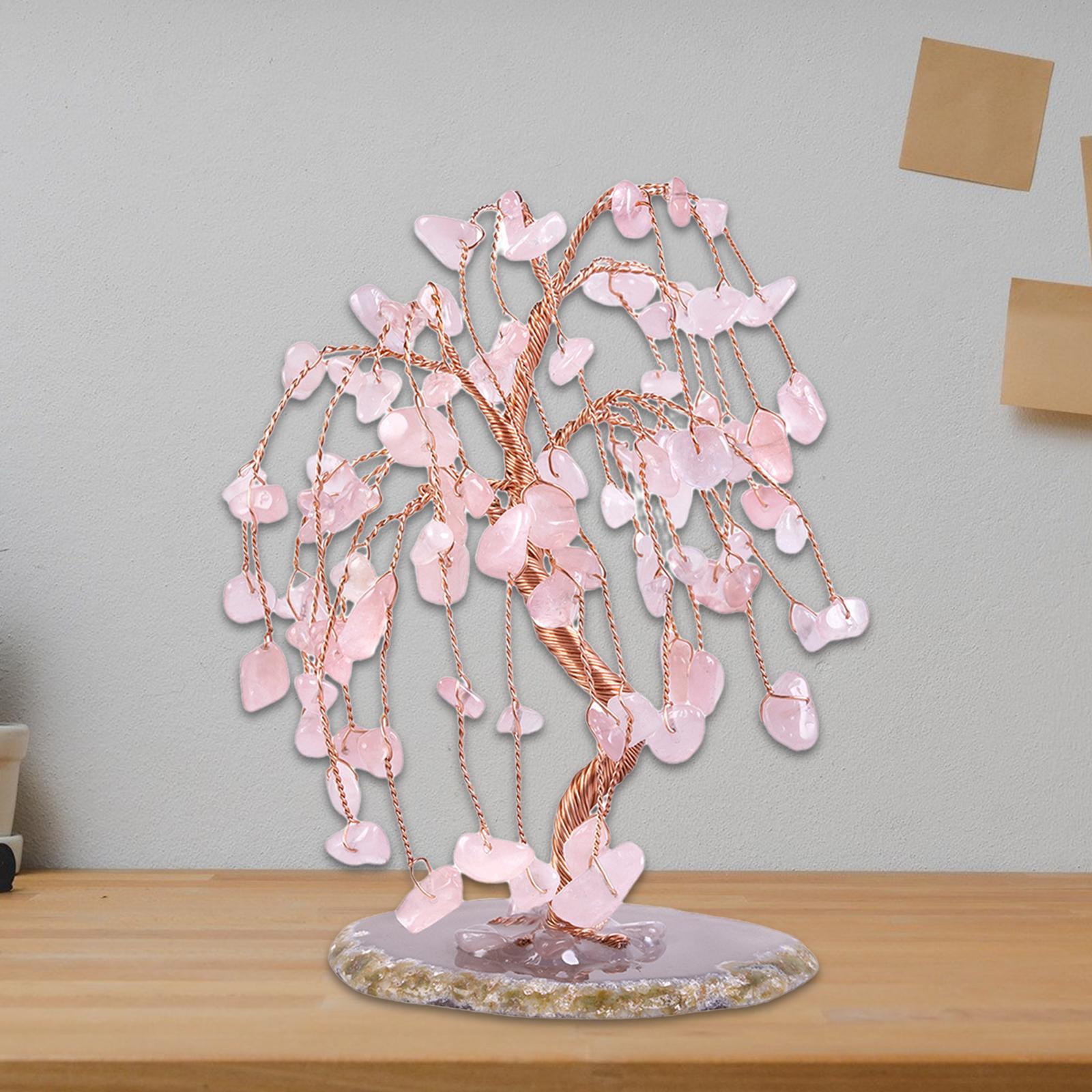 2PCS Natural Multi Stone Money Tree Handmade Ornament for Table Decorations