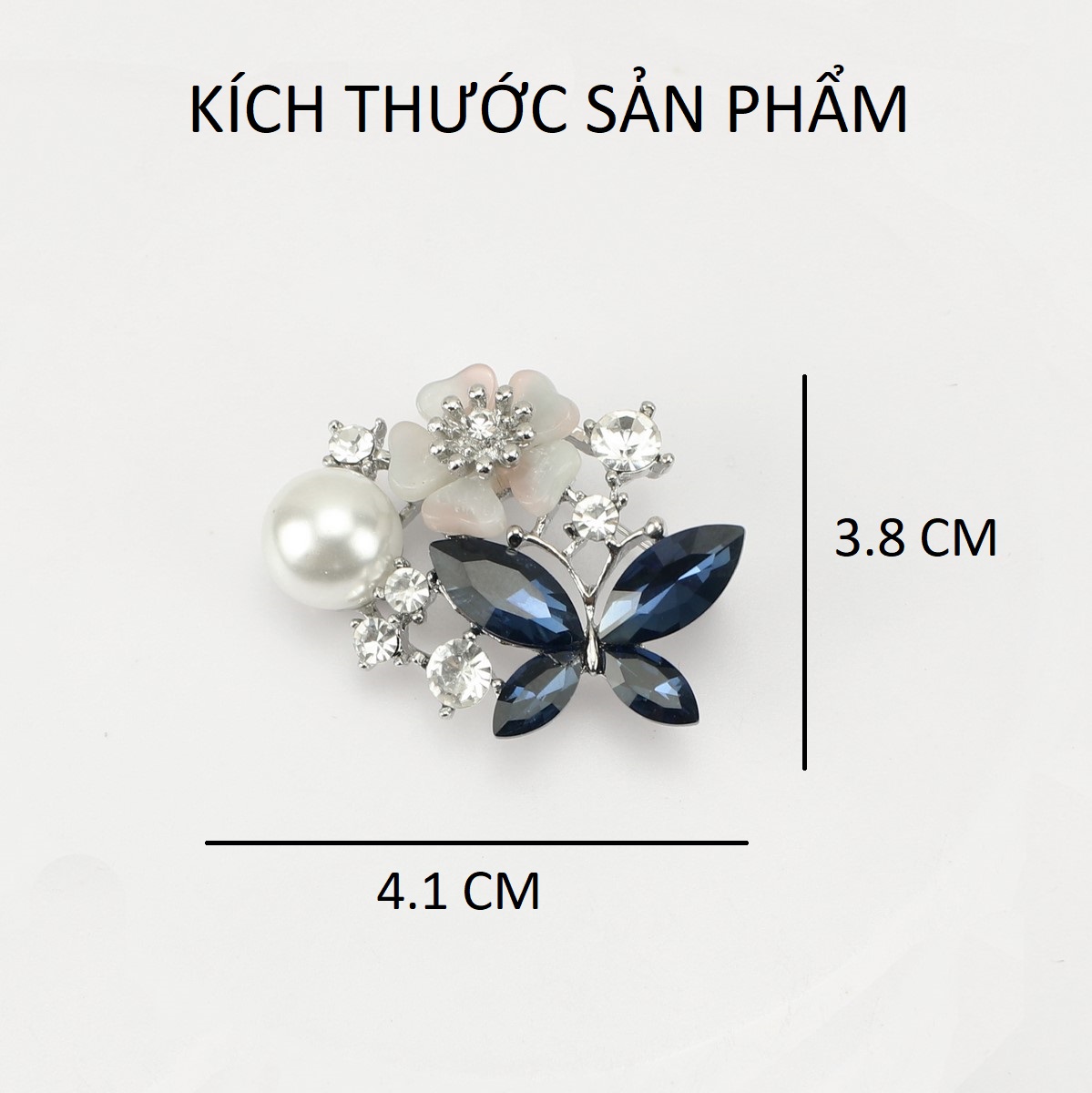 Trâm Cài Áo TCA07 Hoa Mẫu Đơn Cánh Bướm - Xanh Lam