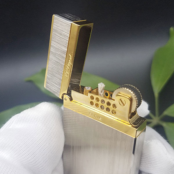 Vỏ Hột Quẹt Bật Lửa Upon DX134B Xăng Đá Họa Tiết Xám Xước Viền Vàng - Dùng Xăng Bấc Đá Cao Cấp Cao Cấp