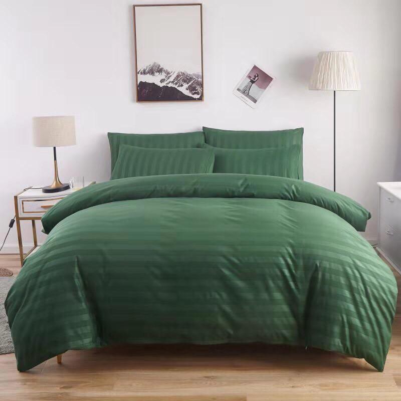 Bộ CHăn Ga Gối Cotton kẻ 3F phong cach khach san