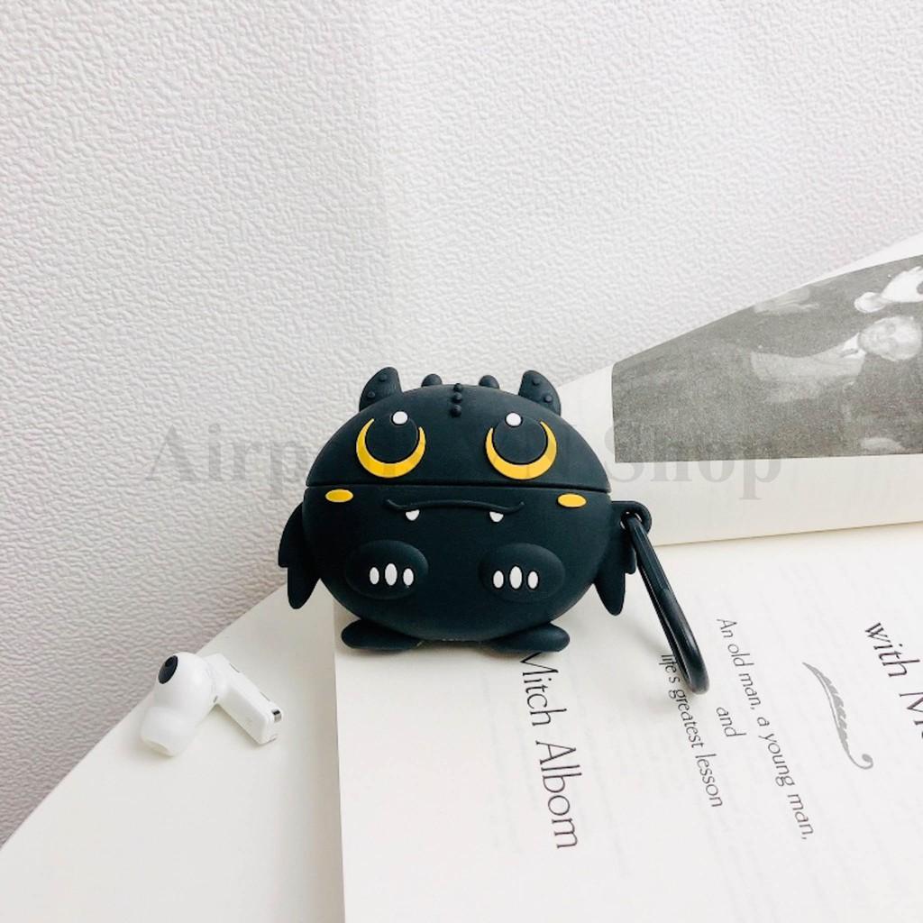 Bao Case Ốp dành cho Airpods 1/2 black rồng sún răng ver 2 đen silicon cao cấp