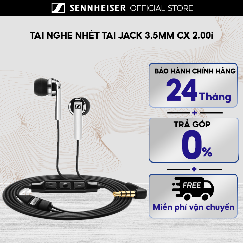 Tai nghe nhét tai có dây jack 3.5mm SENNHEISER CX 2.00 - Hàng chính hãng bảo hành 24 tháng