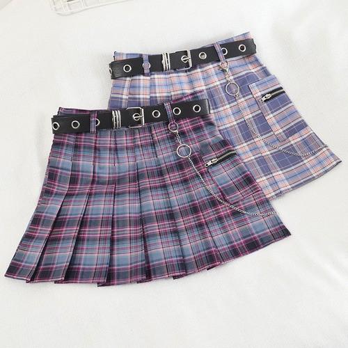 Chân váy xếp ly ngắn ulzzang cá tính kèm phụ kiện