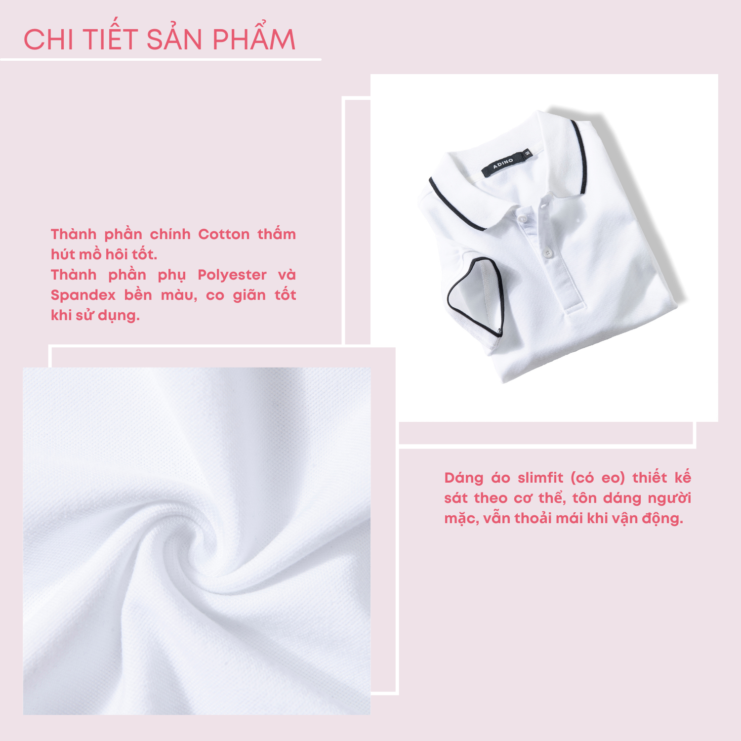 Áo polo nữ ADINO màu trắng phối viền xẻ lai vải cotton co giãn dáng slimfit trẻ trung APN02