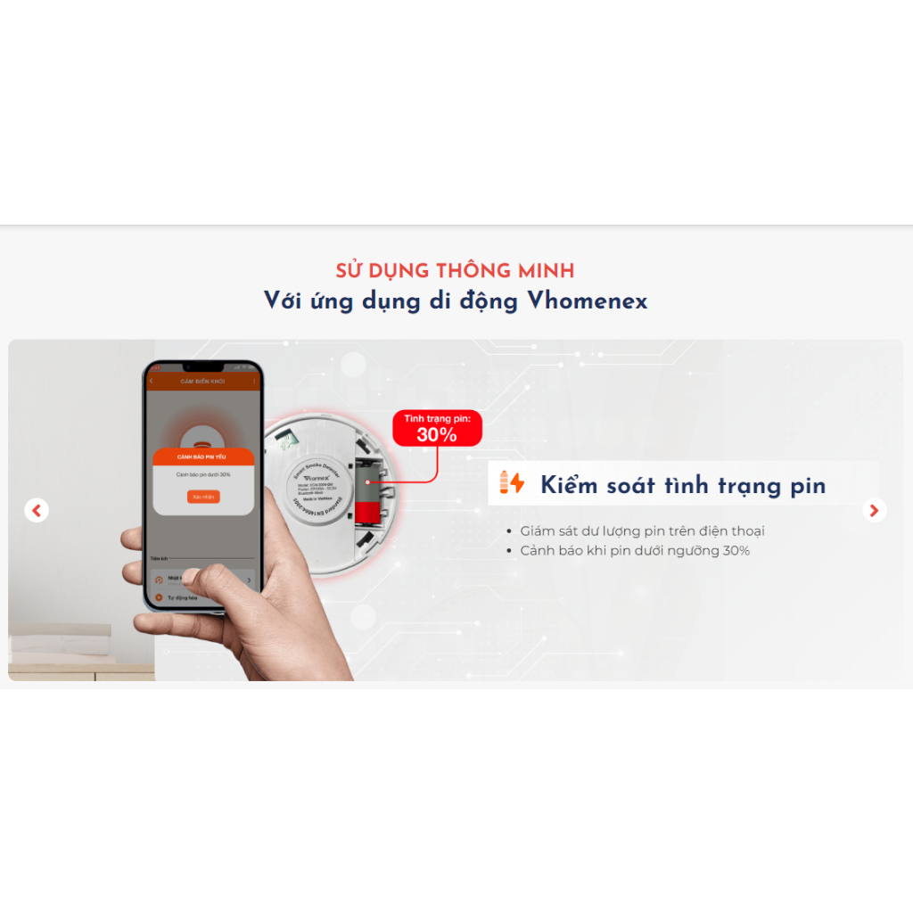 Cảm biến báo khói thông minh Vconnex Bluetooth Mesh - Phát hiện cháy, Hú còi báo, Thông báo qua điện thoại - HÀNG CHÍNH HÃNG