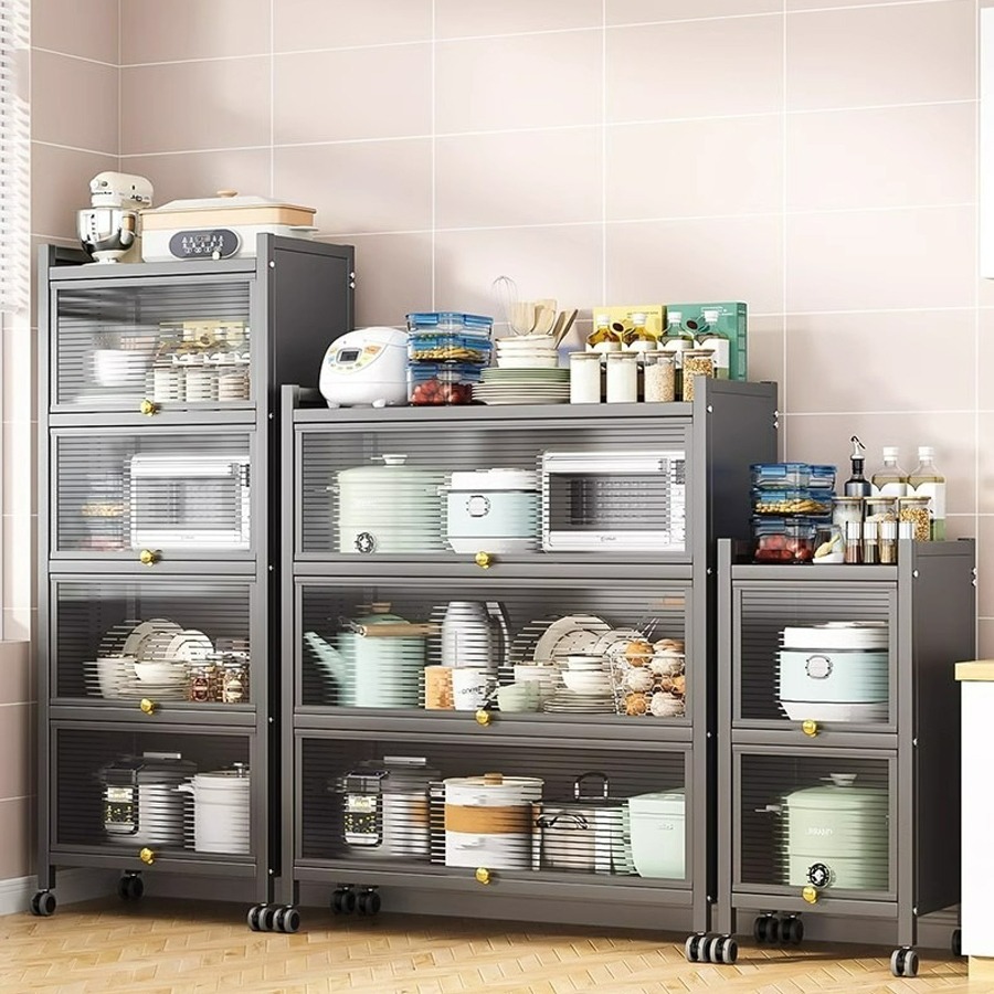 Kệ Đa Năng Nhà Bếp Có Nắp Đậy Kín Thép Carbon Sơn Không Gỉ Siêu Xịn - Siêu Đẹp - Siêu Bền - Dài 60Cm - 3 Tầng