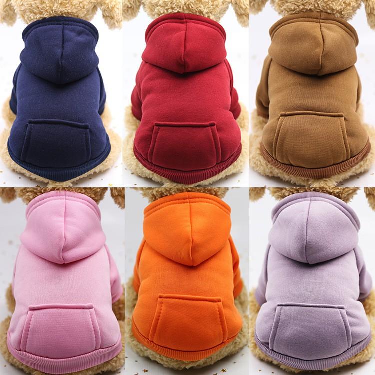 Áo Hoodie dành cho thú cưng, loại trơn, rằn ri, đủ size, chất liệu nỉ ấm áp - AT10-7 (inbox chọn mẫu, size