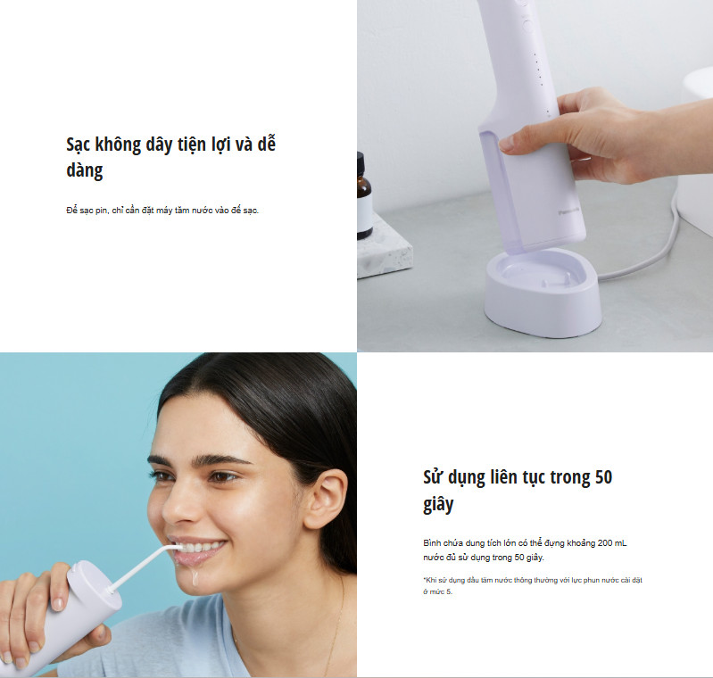 [ Hàng Chính Hãng ] Máy tăm nước cầm tay Panasonic EW-DJ26-V242 bảo hành 12 tháng - kèm dock sạc không dây