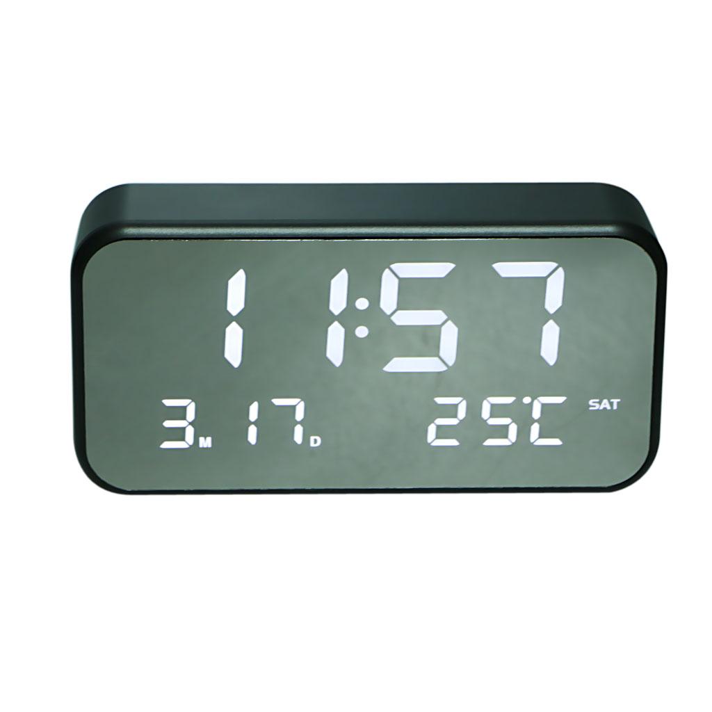 LED Digital Alarm Clock USB Mirror Time Date Temperature Display Snooze #1