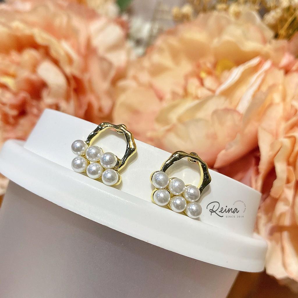 Khuyên tai nữ Baroque phOng cách Hàn Quốc bạc S925 Reina đính hạt cao cấp nữ tính