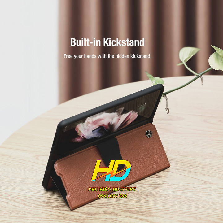 Bao da thật dành cho Samsung Galaxy Z Fold 3 5G Chính hãng Nillkin Aoge phong cách sang trọng cao cấp kèm khe cắm bút - Hàng chính hãng