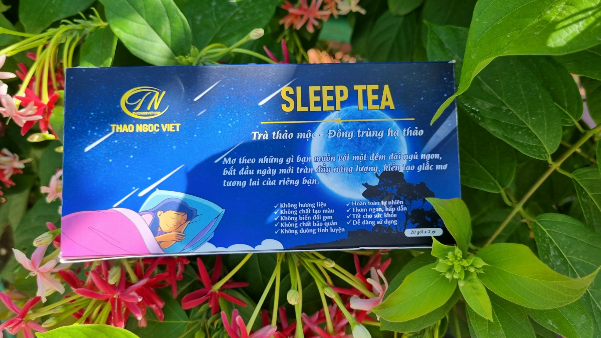 SLEEP TEA trà thảo mộc đông trùng hạ thảo ngủ ngon - TN THAONGOCVIET.COM THAO NGOC VIET - hộp 20 gói