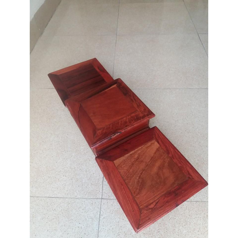 Đồ thờ -tam cấp gỗ hương mặt vuông 18cmx18cm